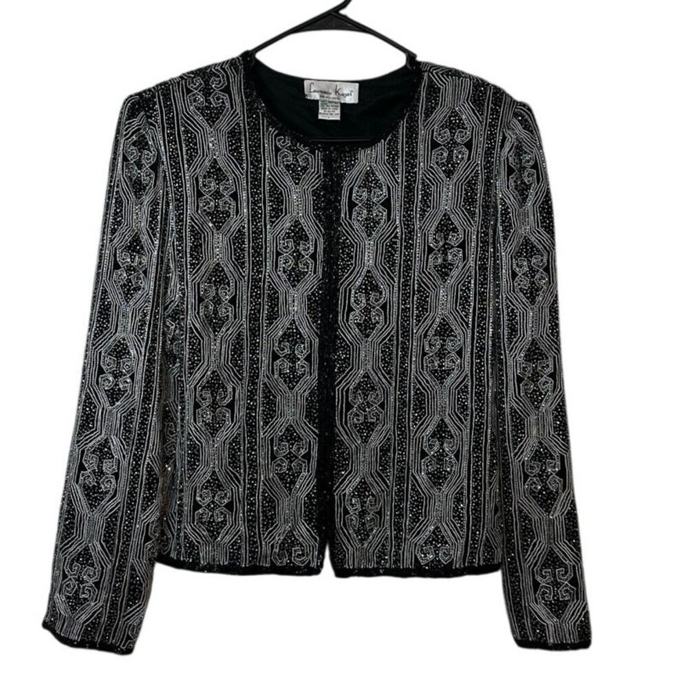 Laurence Kazar New York Vintage Silk Beaded Formal‎ Evening Jacket Size L Glam